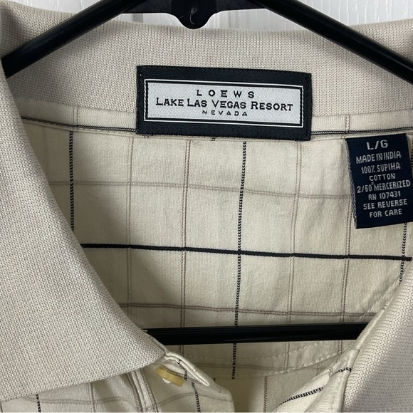 NWT Loews Men’s Cream Supima Cotton Short Sleeve Golf Polo Shirt, Size L - Picture 4 of 10
